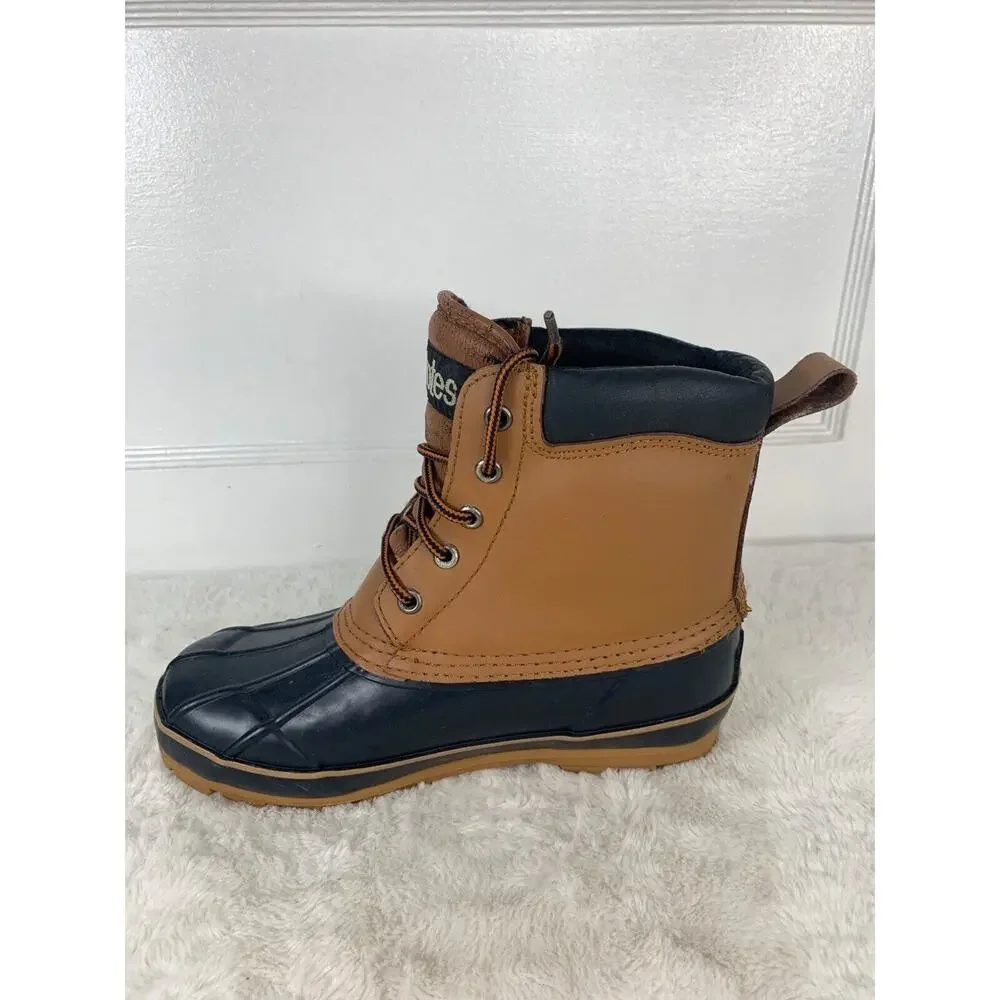 Totes Womens Brown & Navy blue Winter Waterproof Duck Boots Size 7M